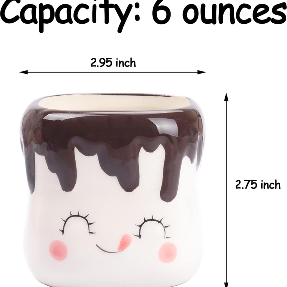Cute Marshmallow Face Mugs 4 Piece - Picture 3 of 4